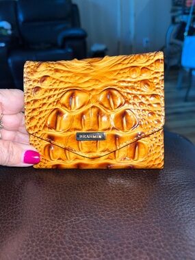 Sold BB Like new authentic Brahmin Pecan Melbourne Trifold croc embossed  wallet